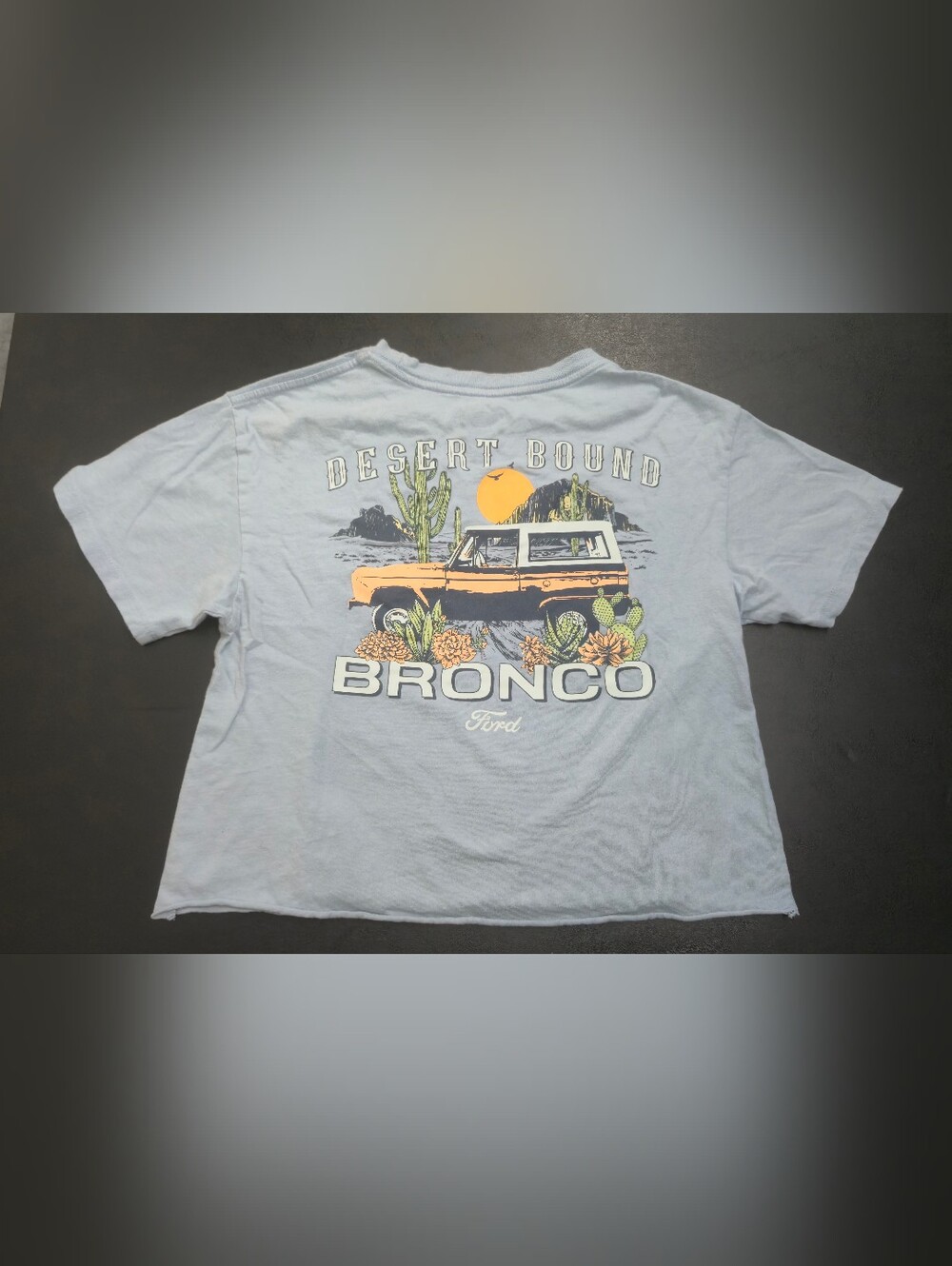 Ford Bronco Desert Bound Graphic Crop Top - Light Blue